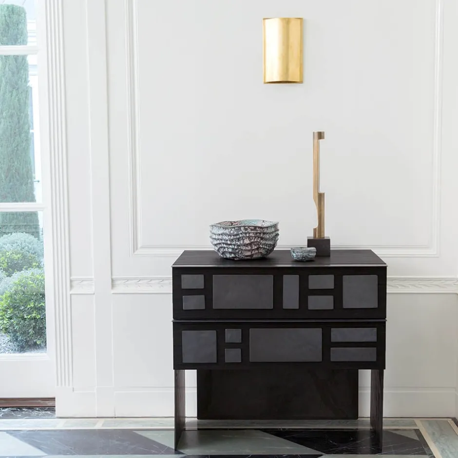 Wall|Outdoor<Kelly Wearstler avant small curve sconce - bronze BRONZE&FROSTEDGLASS