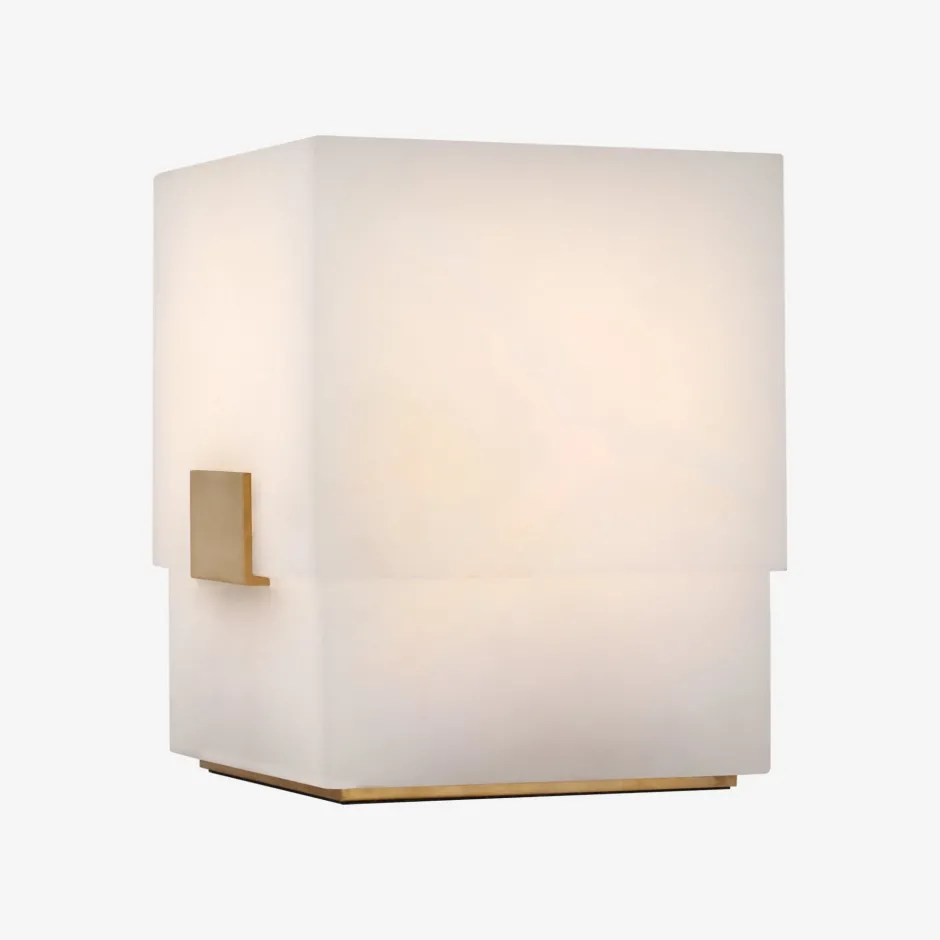 Table|Portables<Kelly Wearstler covet 6" rechargeable accent lamp ALABASTERANDANTIQUE-BURNISHEDBRASS