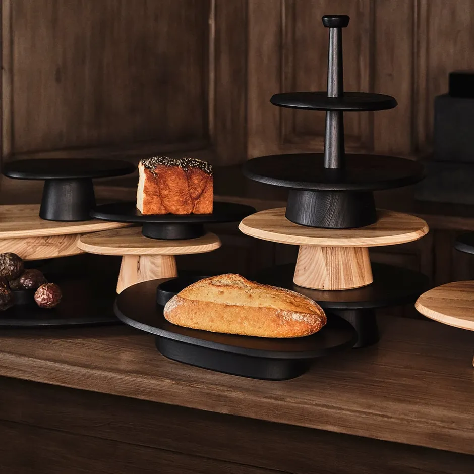 Dune Collection|Serveware<Kelly Wearstler dune cake stand - low EBONIZED