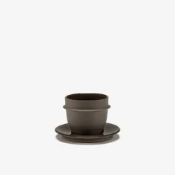 Dune Collection|Drinkware<Kelly Wearstler dune espresso cup & saucer, set of 4 SLATE