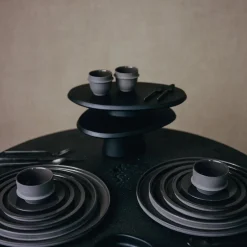 Dune Collection|Drinkware<Kelly Wearstler dune espresso cup & saucer, set of 4 SLATE