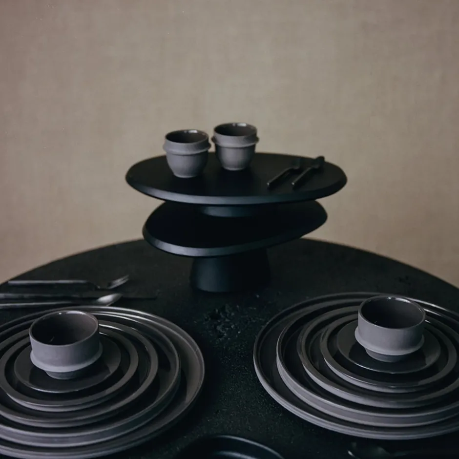 Dune Collection|Drinkware<Kelly Wearstler dune espresso cup & saucer, set of 4 SLATE