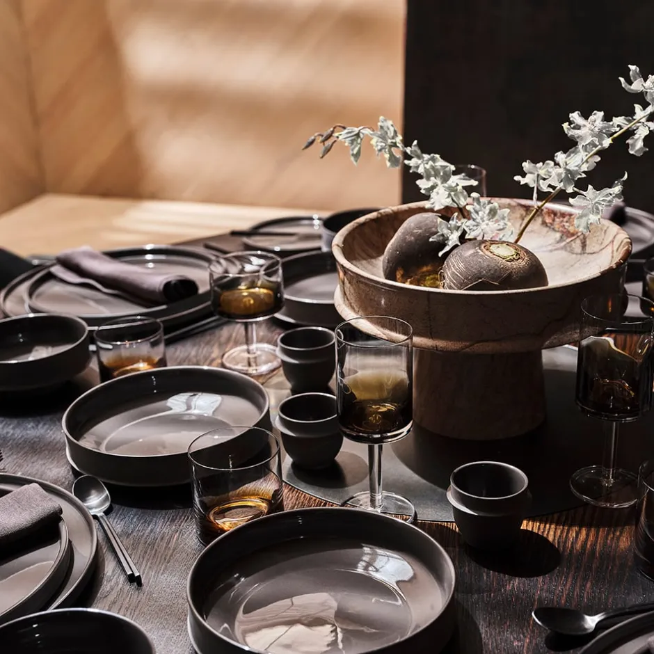 Dune Collection|Drinkware<Kelly Wearstler dune espresso cup & saucer, set of 4 SLATE