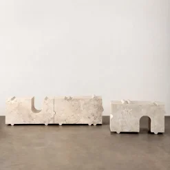 Benches|Consoles & Storage<Kelly Wearstler hume modular stone bench TRAVERTINE
