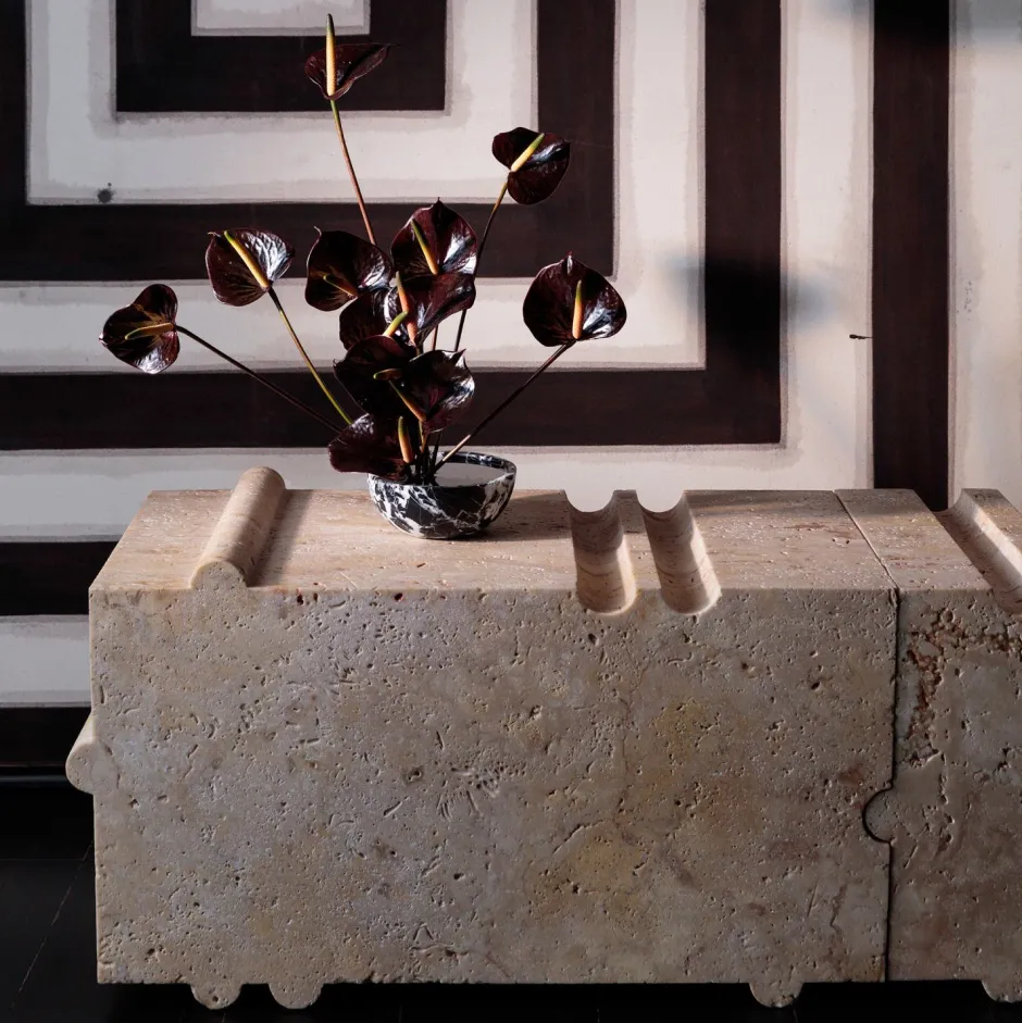 Benches|Consoles & Storage<Kelly Wearstler hume modular stone bench TRAVERTINE
