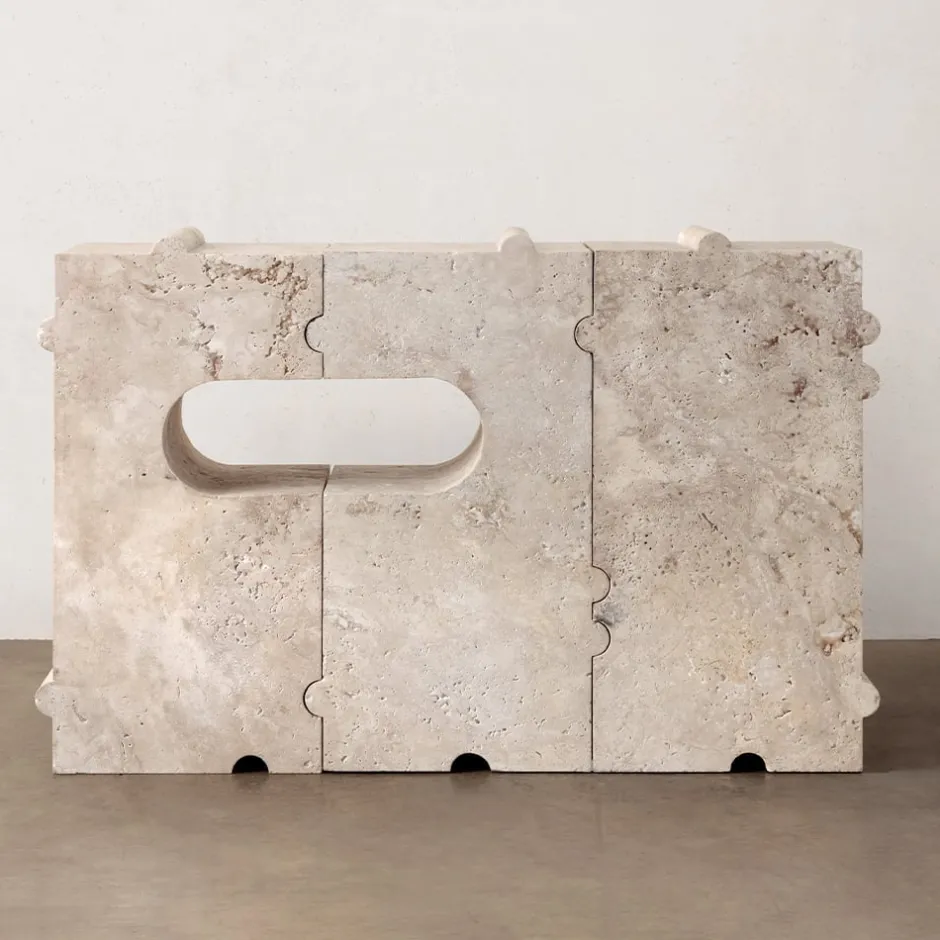 Benches|Consoles & Storage<Kelly Wearstler hume modular stone bench TRAVERTINE