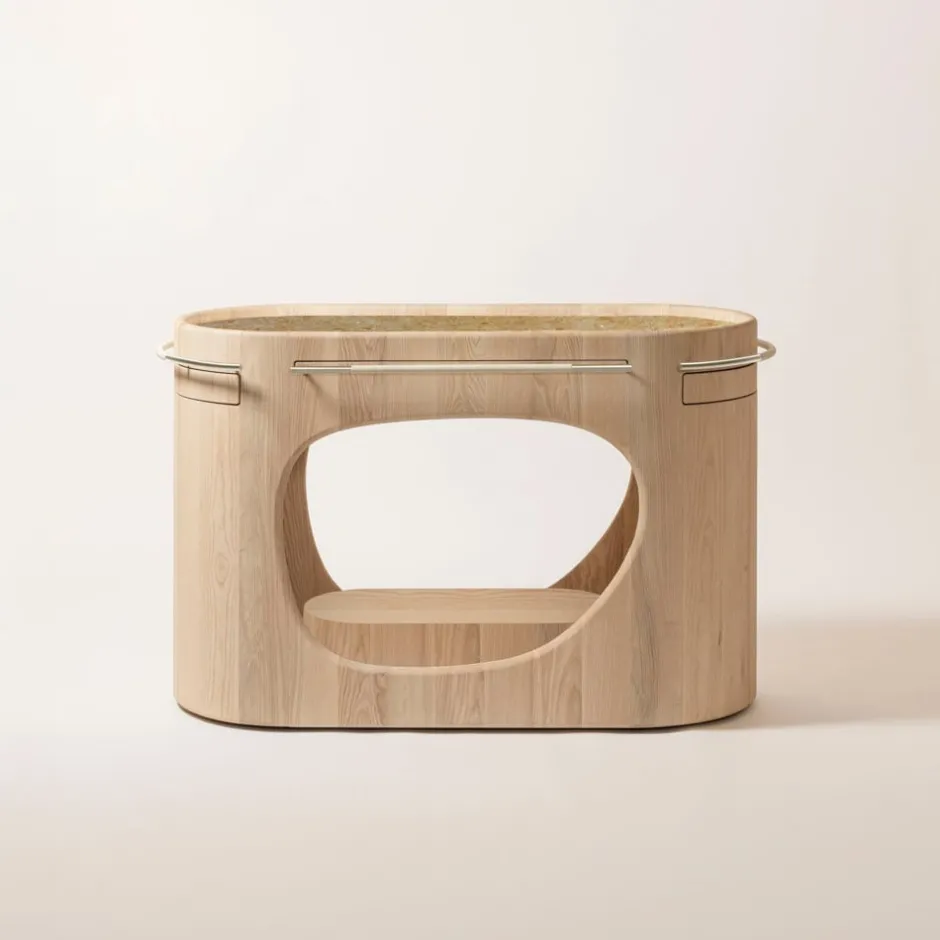 Consoles & Storage|Entertaining<Kelly Wearstler maris bar cart NATURALWOODGIALLOREALE