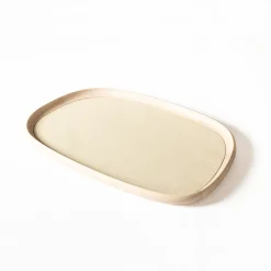 Entertaining|Barware<Kelly Wearstler maris wood tray ASHIVORYLEATHER