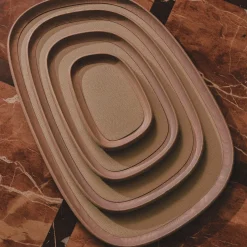 Entertaining|Barware<Kelly Wearstler maris wood tray ASHIVORYLEATHER