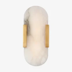 Wall<Kelly Wearstler melange 10" elongated sconce ANTIQUE-BURNISHEDBRASSW/ALABASTER