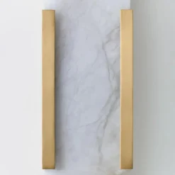 Wall<Kelly Wearstler melange 10" elongated sconce ANTIQUE-BURNISHEDBRASSW/ALABASTER