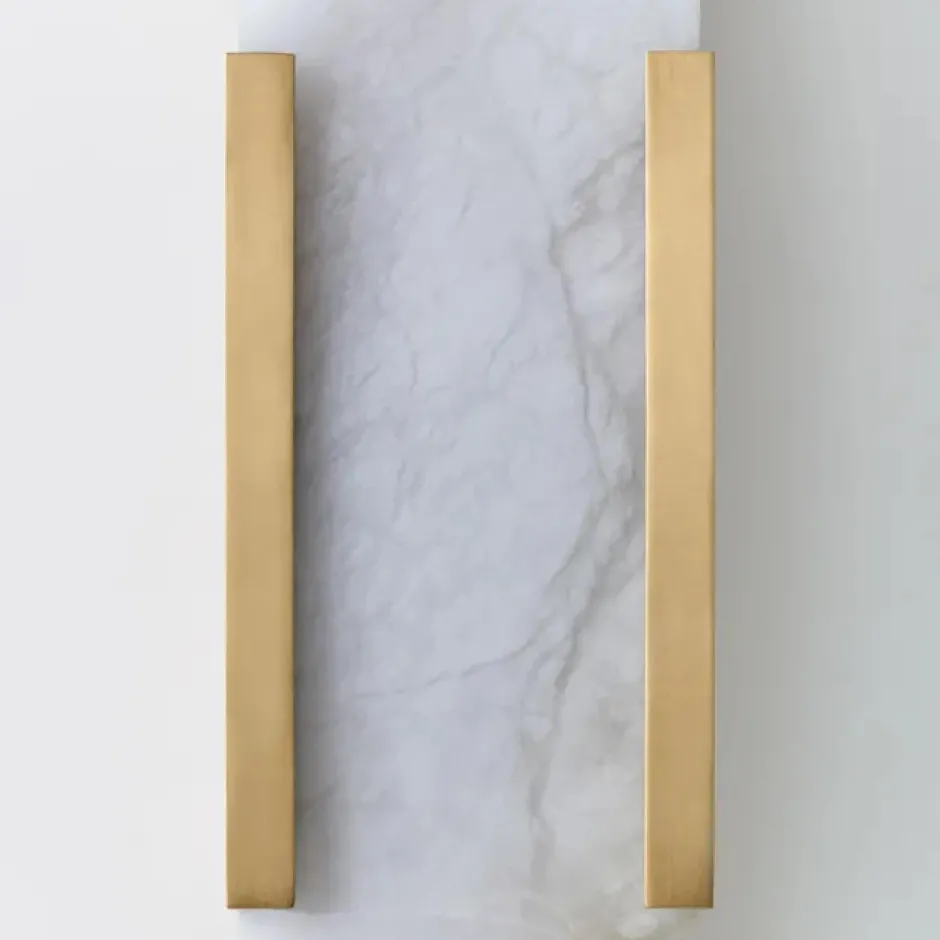 Wall<Kelly Wearstler melange 10" elongated sconce ANTIQUE-BURNISHEDBRASSW/ALABASTER