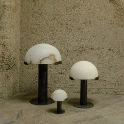 Table|Portables<Kelly Wearstler melange 8" rechargeable accent lamp ANTIQUE-BURNISHEDBRASSWITHALABASTER