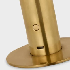 Table|Portables<Kelly Wearstler melange 8" rechargeable accent lamp ANTIQUE-BURNISHEDBRASSWITHALABASTER