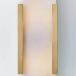 Wall<Kelly Wearstler melange elongated sconce BRASSW/ALABASTER