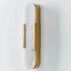 Wall<Kelly Wearstler melange elongated sconce BRASSW/ALABASTER