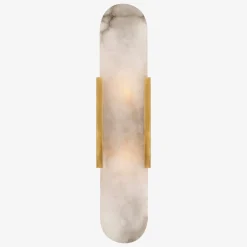 Wall<Kelly Wearstler melange elongated sconce BRASSW/ALABASTER