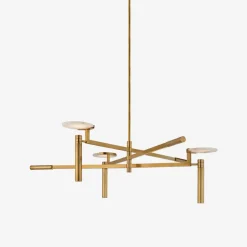 Chandeliers<Kelly Wearstler melange large floating disc chandelier BURNISHEDBRASSWITHALABASTER