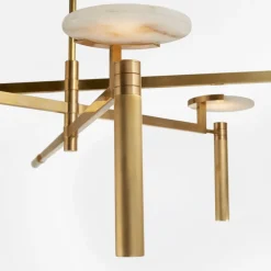 Chandeliers<Kelly Wearstler melange large floating disc chandelier BURNISHEDBRASSWITHALABASTER