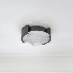 Flush Mounts<Kelly Wearstler melange large flush mount lamp BURNISHEDBRASSWITHALABASTER