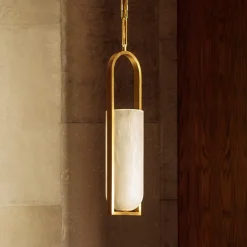 Pendants<Kelly Wearstler melange small elongated pendant BRONZEW/ALABASTER