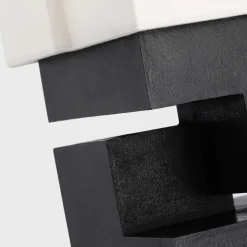 Table<Kelly Wearstler nucleo 14" accent lamp MUSEUMBLACKWITHLINENSHADE