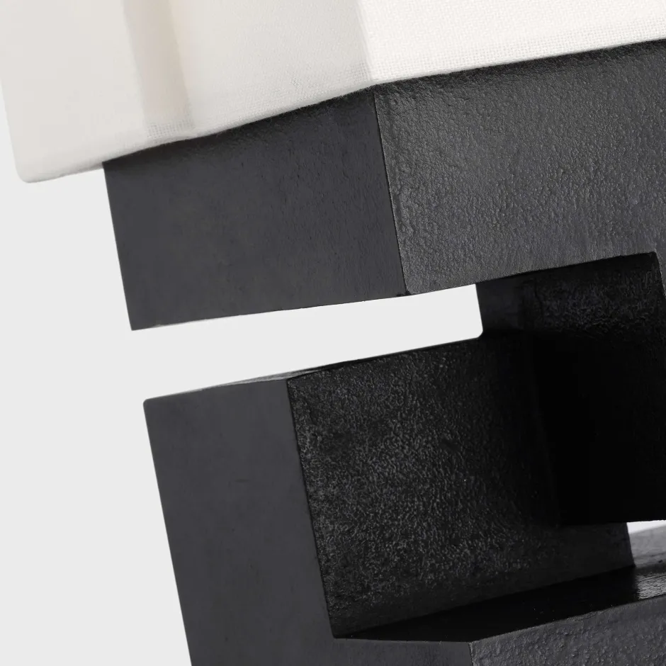 Table<Kelly Wearstler nucleo 18" table lamp MUSEUMBLACKWITHLINENSHADE