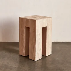Side Tables<Kelly Wearstler piru plinth SANDBLASTEDBLEACHEDDOUGLASFIR