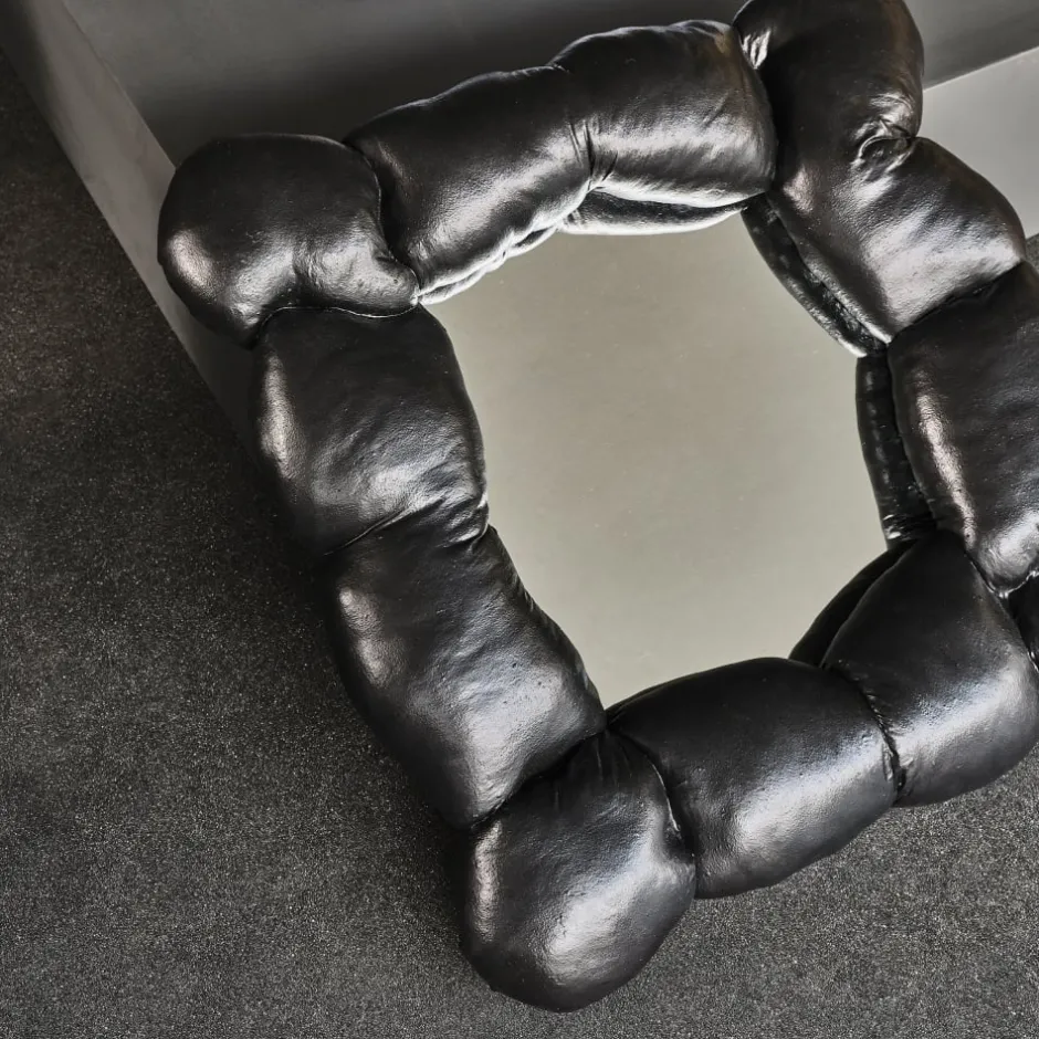 Mirrors<Kelly Wearstler puffy mirror INKYBLACK