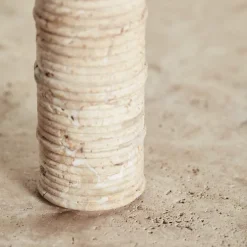 Objects<Kelly Wearstler ribbed large candle holder TRAVERTINE