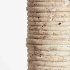 Objects<Kelly Wearstler ribbed large candle holder TRAVERTINE