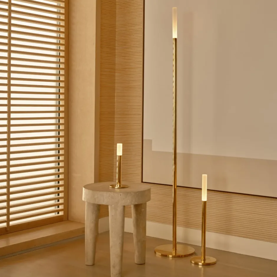 Floor<Kelly Wearstler rousseau 60" floor lamp ANTIQUE-BURNISHEDBRASSWITHETCHEDCRYSTAL