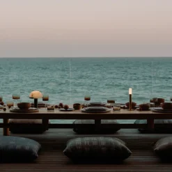 Portables<Kelly Wearstler rousseau 10" rechargeable accent lamp BRONZEWITHETCHEDCRYSTAL