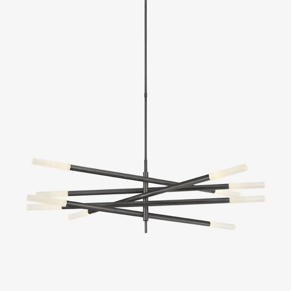 Chandeliers<Kelly Wearstler rousseau grande articulating chandelier BRONZEW/ETCHEDCRYSTAL