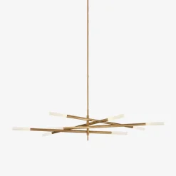 Chandeliers<Kelly Wearstler rousseau grande eight light articulating chandelier BURNISHEDBRASSWITHETCHEDCRYSTAL