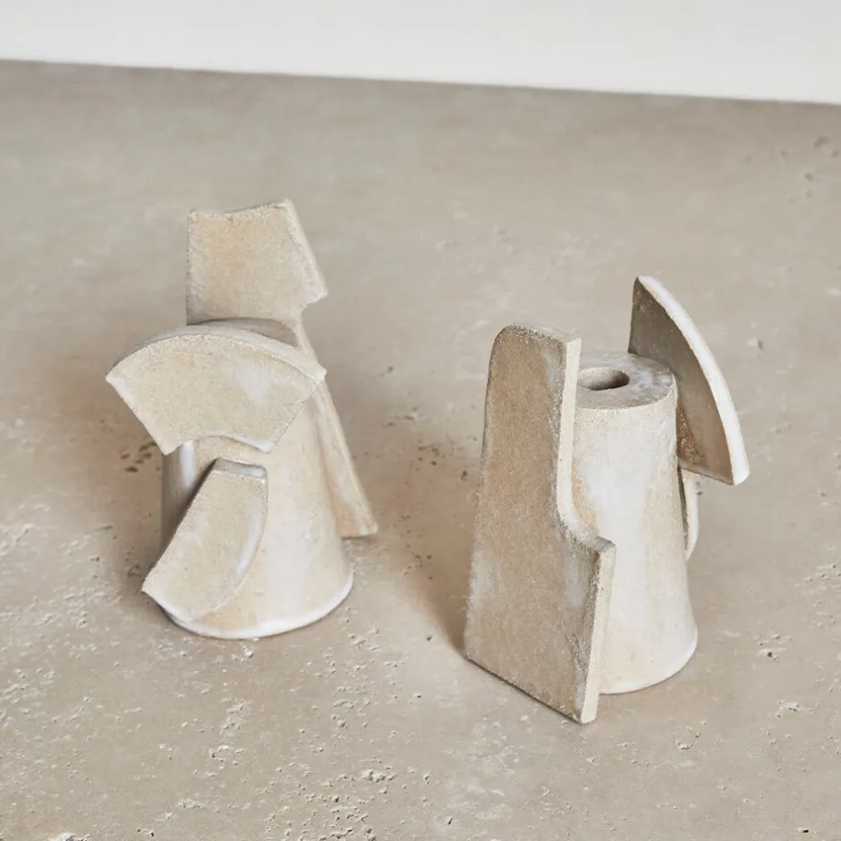 Entertaining|Objects<Kelly Wearstler shape candle holders FROSTEDFLAX