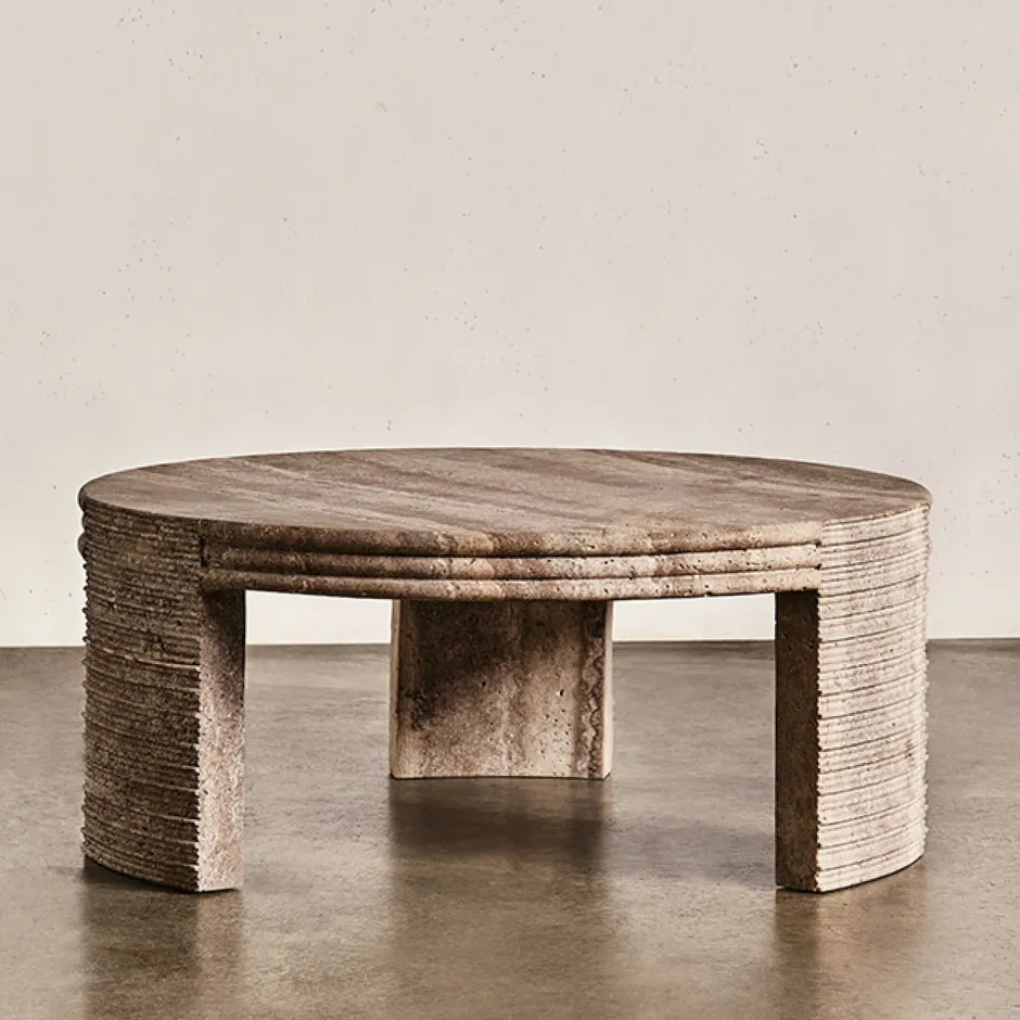 Coffee Tables<Kelly Wearstler stacked coffee table COFFEETRAVERTINE
