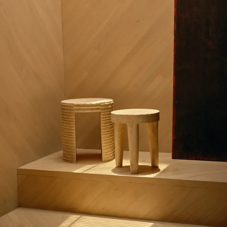 Side Tables<Kelly Wearstler stacked side table TRAVERTINE