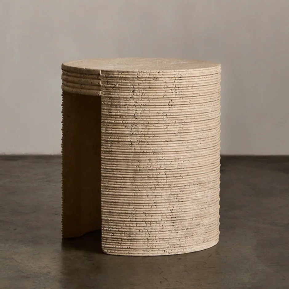 Side Tables<Kelly Wearstler stacked side table TRAVERTINE