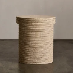 Side Tables<Kelly Wearstler stacked side table TRAVERTINE