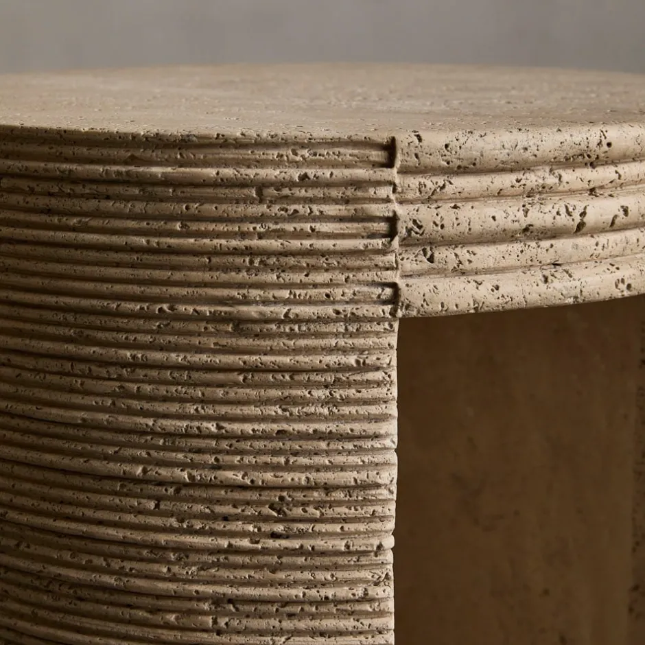 Side Tables<Kelly Wearstler stacked side table TRAVERTINE