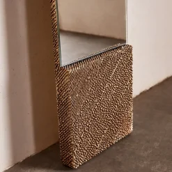 Mirrors<Kelly Wearstler superluxe balthus floor mirror TEXTUREDBURNISHEDBRASS