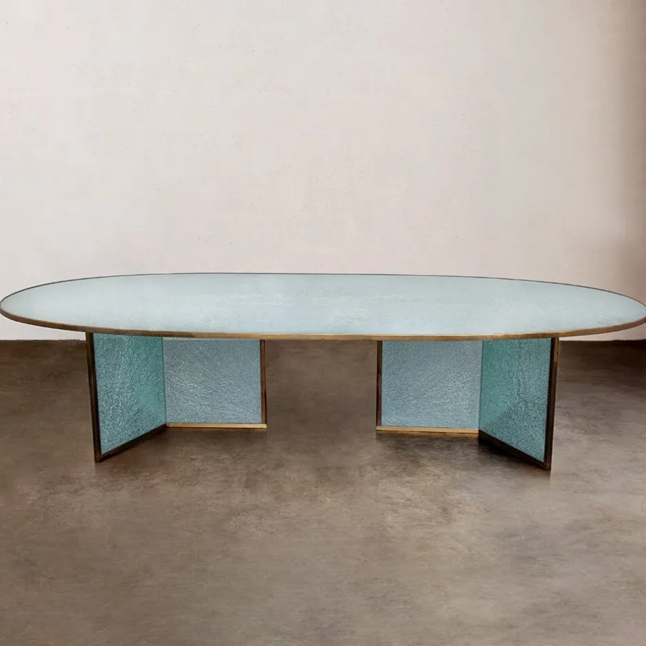 Dining Tables<Kelly Wearstler superluxe racetrack fractured table POOLBLUEGLASS