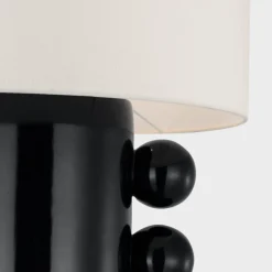 Table<Kelly Wearstler tiglia tall table lamp BLACKWITHLINENSHADE-CORDLESS