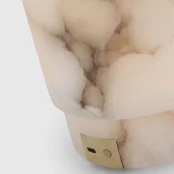 Table|Portables<Kelly Wearstler tourne 12" rechargeable table lamp ALABASTER