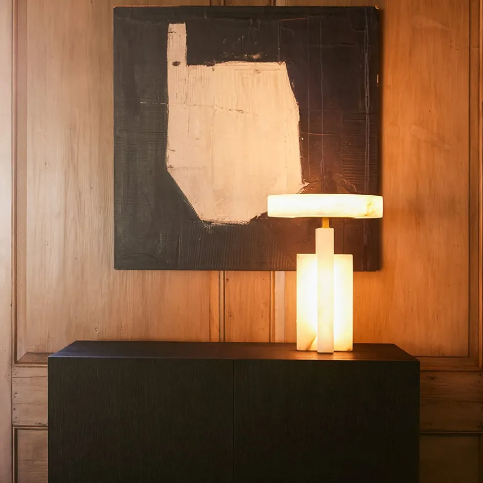 Table<Kelly Wearstler trancas medium table lamp ALABASTER
