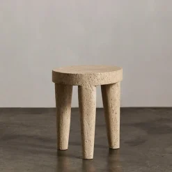 Ottomans & Stools|Side Tables<Kelly Wearstler tribute stool small TRAVERTINE