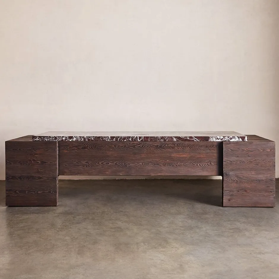 Desks<Kelly Wearstler truss desk SHOWNINWARMSTAINEDSANBLASTEDDOUGLASFIRWITHROSSOLEVANTO