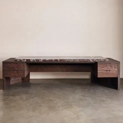 Desks<Kelly Wearstler truss desk SHOWNINWARMSTAINEDSANBLASTEDDOUGLASFIRWITHROSSOLEVANTO