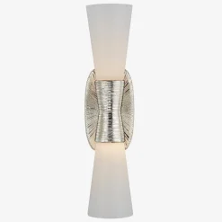 Wall<Kelly Wearstler utopia small double bath sconce - polished nickel POLISHEDNICKELW/WHITEGLASS